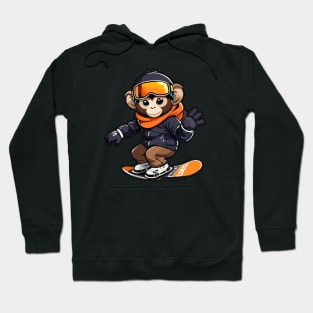 Cute Monkey Playing Snowboarding Hoodie